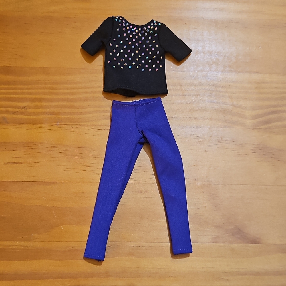 Stylish 2 piece black and purple pant suit for Curvy Barbie